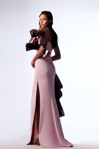 HerTrove-Cascading metallic crepe dress