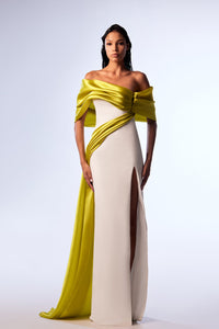 HerTrove-Mermaid crepe dress with organza details