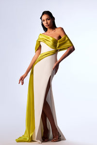 HerTrove-Mermaid crepe dress with organza details