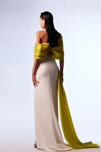 HerTrove-Mermaid crepe dress with organza details