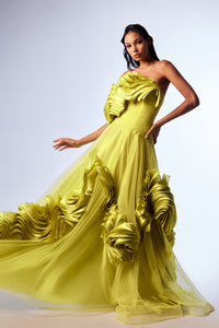 HerTrove-Draped tulle dress with pleats