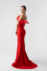 HerTrove-Plunging Neckline Mermaid Gown