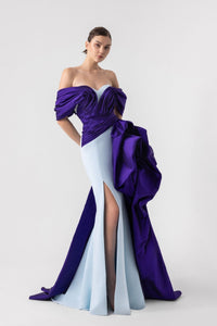HerTrove-Dramatic Dual Tone Off Shoulder Dress