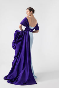 HerTrove-Dramatic Dual Tone Off Shoulder Dress