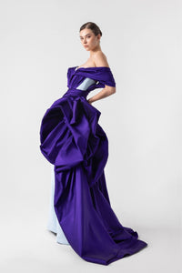 HerTrove-Dramatic Dual Tone Off Shoulder Dress