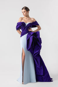 HerTrove-Dramatic Dual Tone Off Shoulder Dress