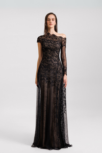 HerTrove-Elegant One-Shoulder Lace Dress
