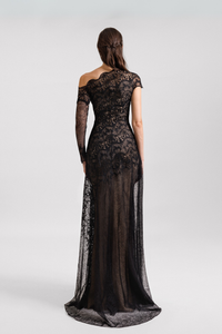 HerTrove-Elegant One-Shoulder Lace Dress