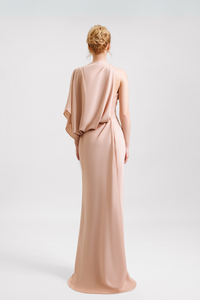 HerTrove-Asymmetrical Satin Dress With Slit