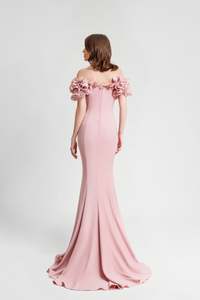 HerTrove-Off-Shoulder Floral Crepe Dress