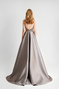 HerTrove-Strapless Beaded Corset Dress