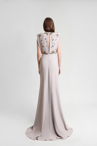 HerTrove-Deep V Neckline dress with beaded bodice