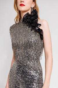HerTrove-Fully sequined embroidered Dress