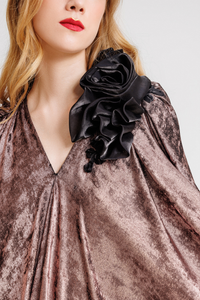 HerTrove-Loose-Cut V-Neck Georgette Dress