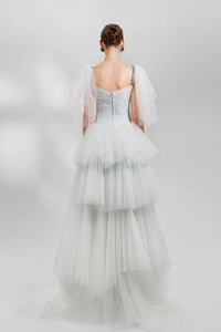 HerTrove-Tulle ruffled dress with beaded straps