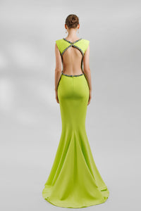 HerTrove-Trumpet silhouette crepe dress