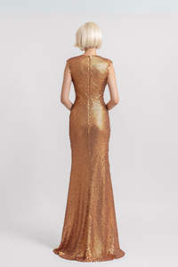 HerTrove-Cowl Neckline Sequined Dress