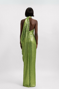 HerTrove-Halter Neck Draped Dress
