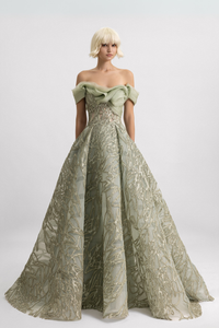 HerTrove-Draped Embroidered Dress