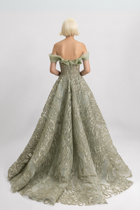 HerTrove-Draped Embroidered Dress