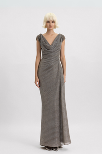 HerTrove-Draped Cowl Neckline Jersey Dress