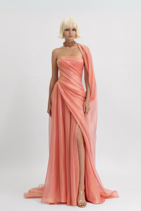 HerTrove-Off Shoulder Organza Dress