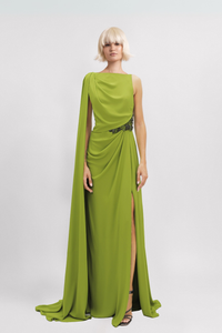 HerTrove-Cape Like Sleeve Beaded Dress