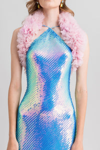 HerTrove-Open back sequined dress with bolero