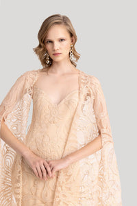 HerTrove-Lace gown paired with cape