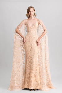 HerTrove-Lace gown paired with cape