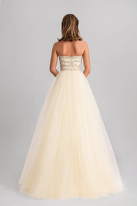 HerTrove-Fully embroidered dress with tulle tail