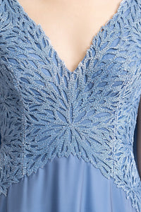 HerTrove-Blue Beaded A-line Gown