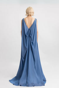 HerTrove-Blue Beaded A-line Gown