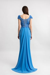 HerTrove-Blue Off Shoulder Gown