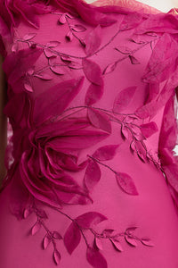 HerTrove-Fuchsia Cape Column Gown