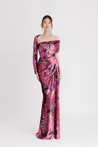 beaded asymmetrical dress TERANI - 232GL1483