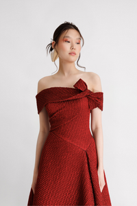 HerTrove-Drapped Skirt Off shoulders Dress