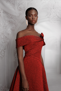 HerTrove-Drapped Skirt Off shoulders Dress