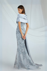 HerTrove-Silver One Shoulder Gown