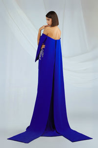 HerTrove-Blue Off Shoulder Gown