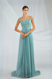HerTrove-Teal Sweetheart Evening Gown