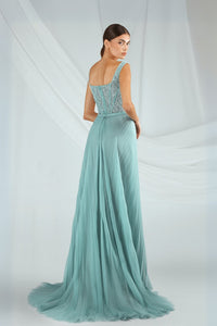 HerTrove-Teal Sweetheart Evening Gown