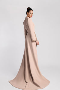 HerTrove-Plunging neckline cape sleeves gown