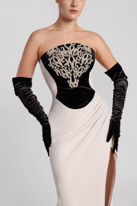 HerTrove-Crepe and velvet mermaid gown 