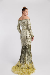 HerTrove-Fully embroidered off shoulder dress
