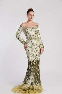 HerTrove-Fully embroidered off shoulder dress