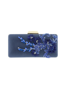 HERTROVEVelvet Embellished Mini Bag in Navy with <Choose> Handles