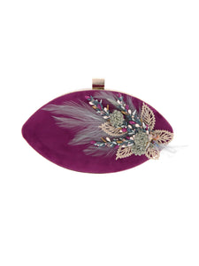HERTROVEPurple Velvet Embellished Mini Bag with <Choose> Compartment Interior
