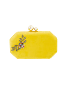HERTROVEVelvet Embellished Mini Bag in Yellow with <Choose> Handles