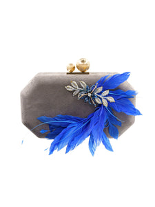 HERTROVEClassic Velvet Embellished Mini Bag – Gray